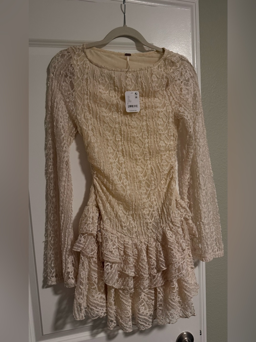 Free People Tabby Lace Mini Dress in Tea - Picture 2 of 5